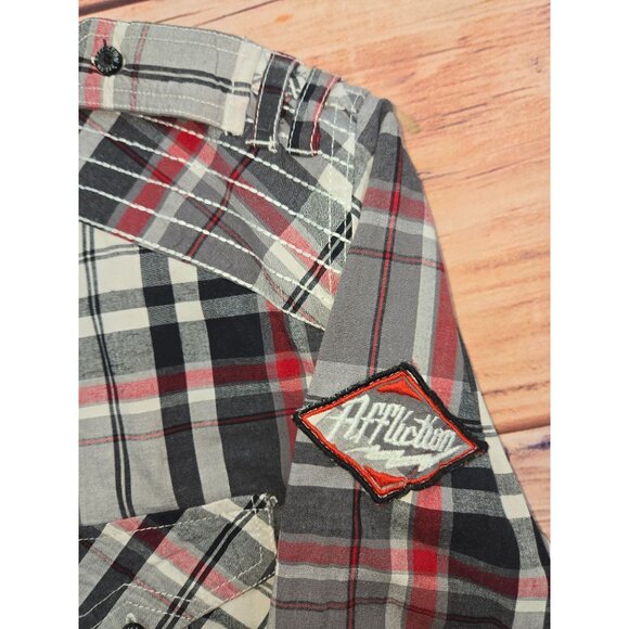 Affliction 73 Live Fast Plaid Western Shirt 3XL - Picture 6 of 10